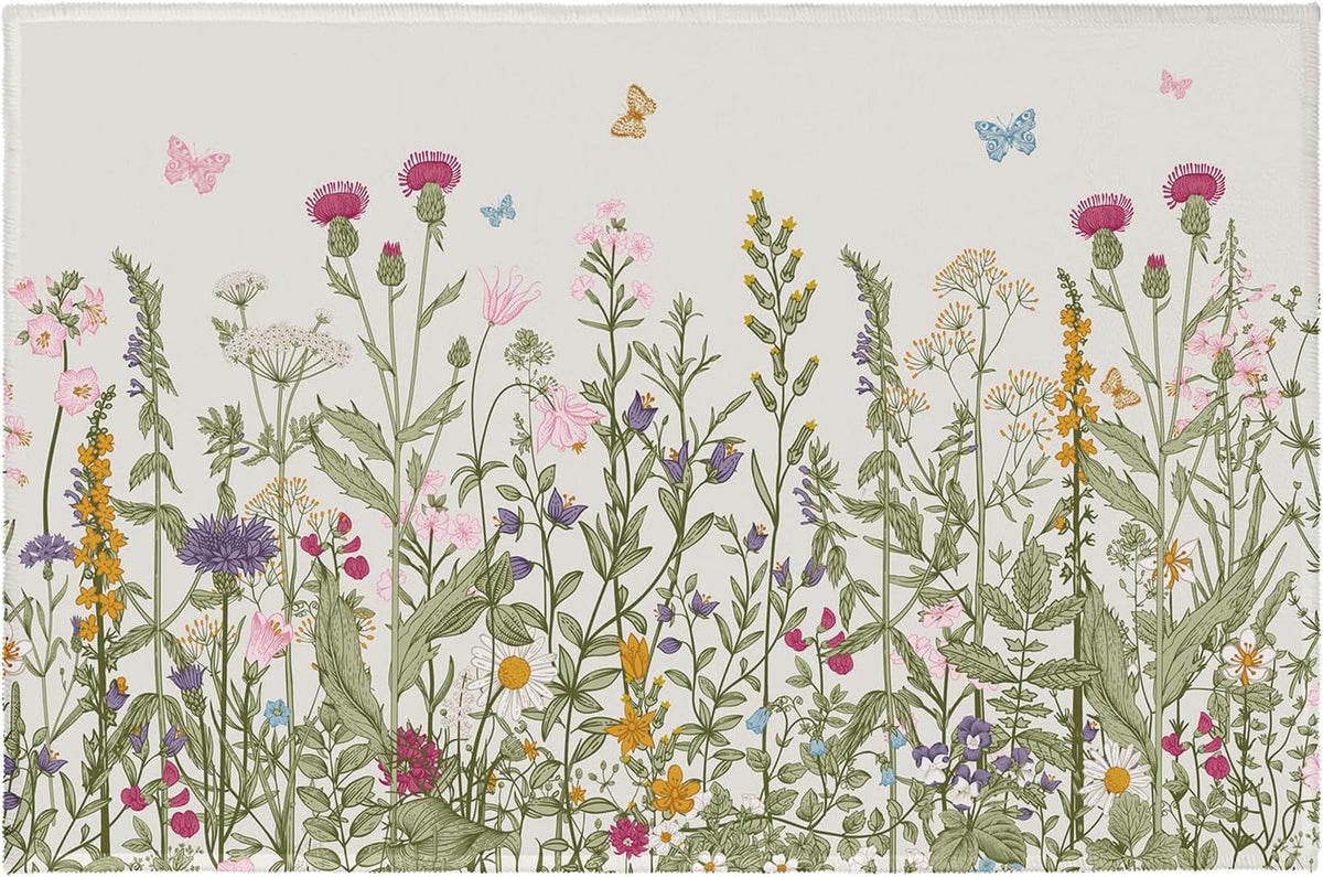 Spring Floral Non‑Slip Entryway Rug