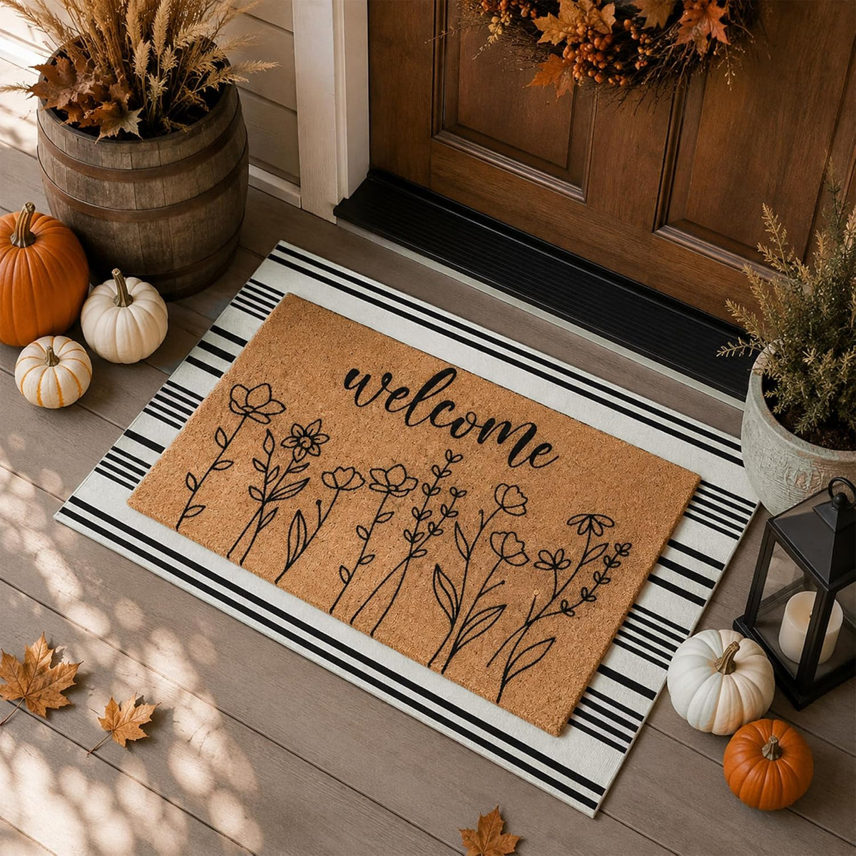 Fall Wildflower Welcome Doormat Set