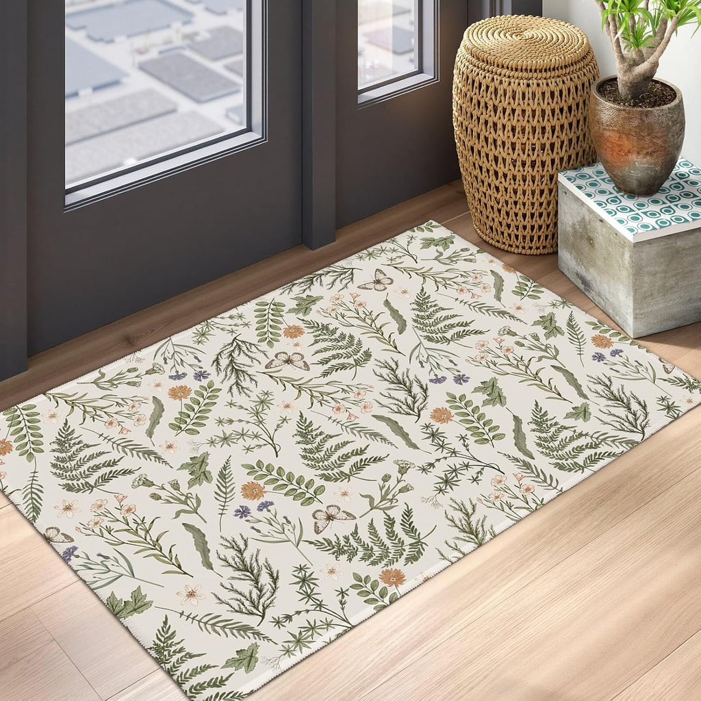 Sage Wildflower Non‑Slip Outdoor Rug