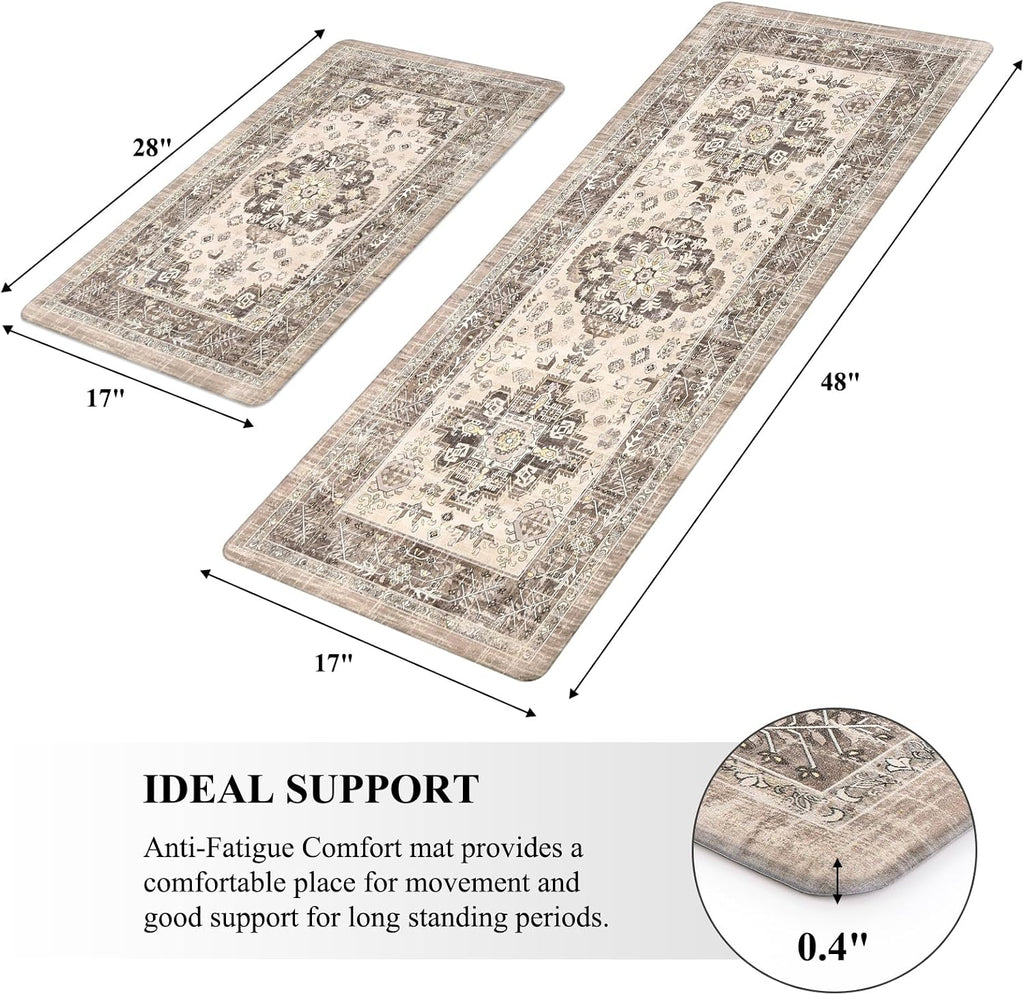 Non‑Slip Cushioned Kitchen Rug Set