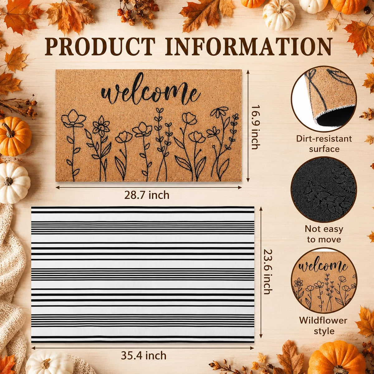 Fall Wildflower Welcome Doormat Set