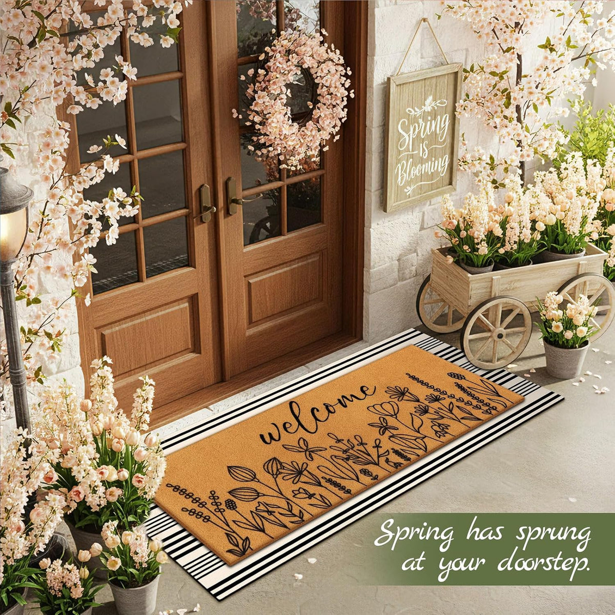 Large Floral Layered Welcome Doormat Set