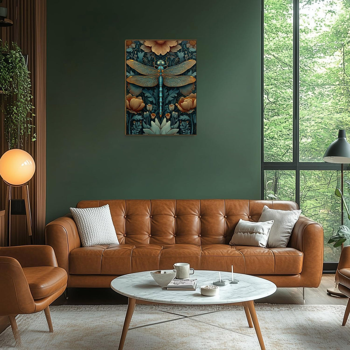 Dark Dragonfly Framed Canvas Wall Art
