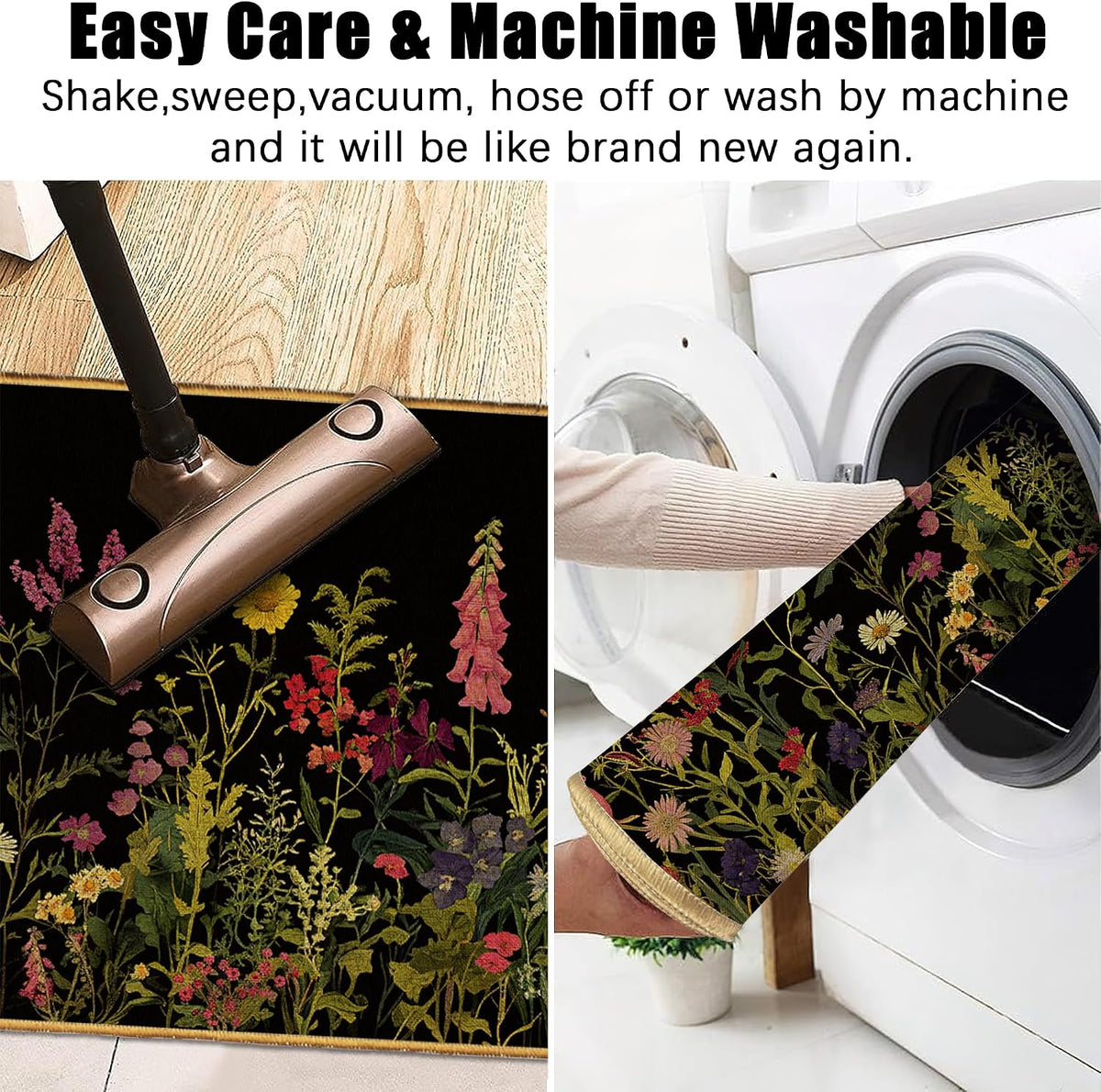 Wildflower Washable Welcome Door Mat Rug