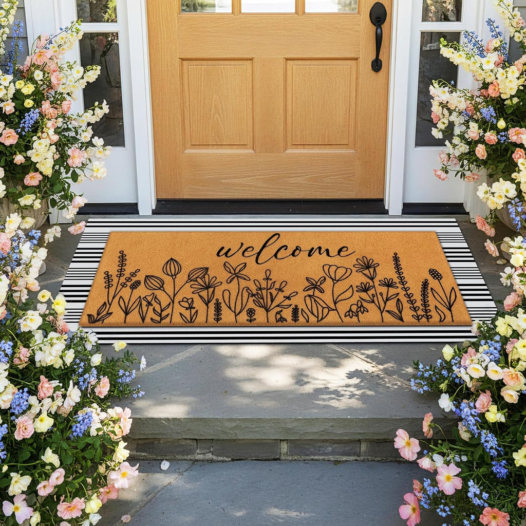 Large Floral Layered Welcome Doormat Set
