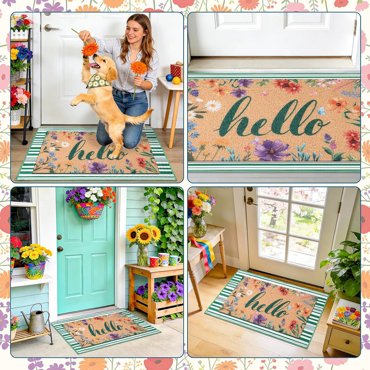 Summer Floral Welcome Door Mat Set
