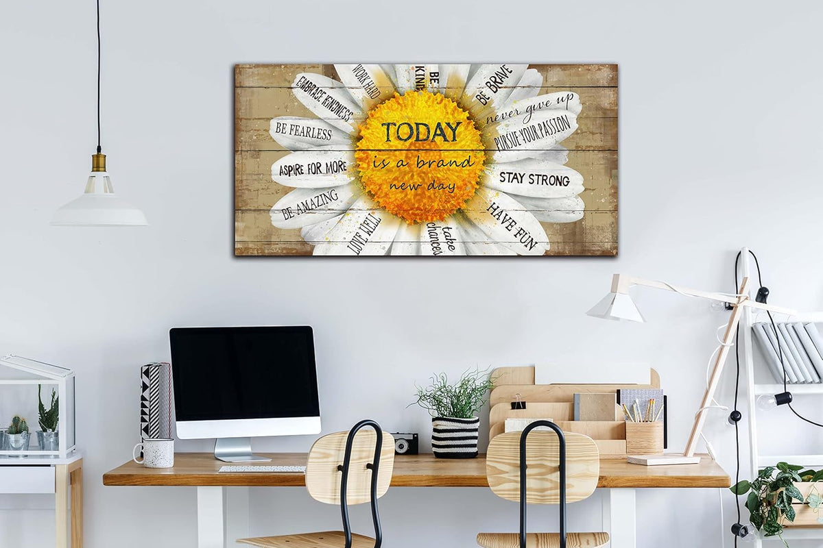 Daisy Inspirational Yellow Canvas Wall‑Art