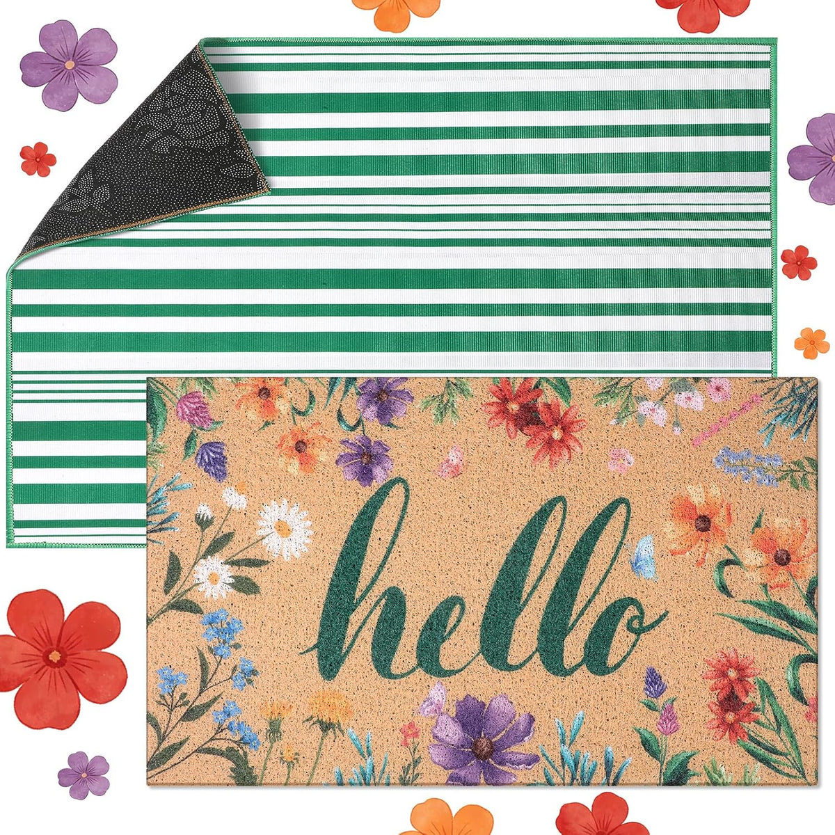 Summer Floral Welcome Door Mat Set