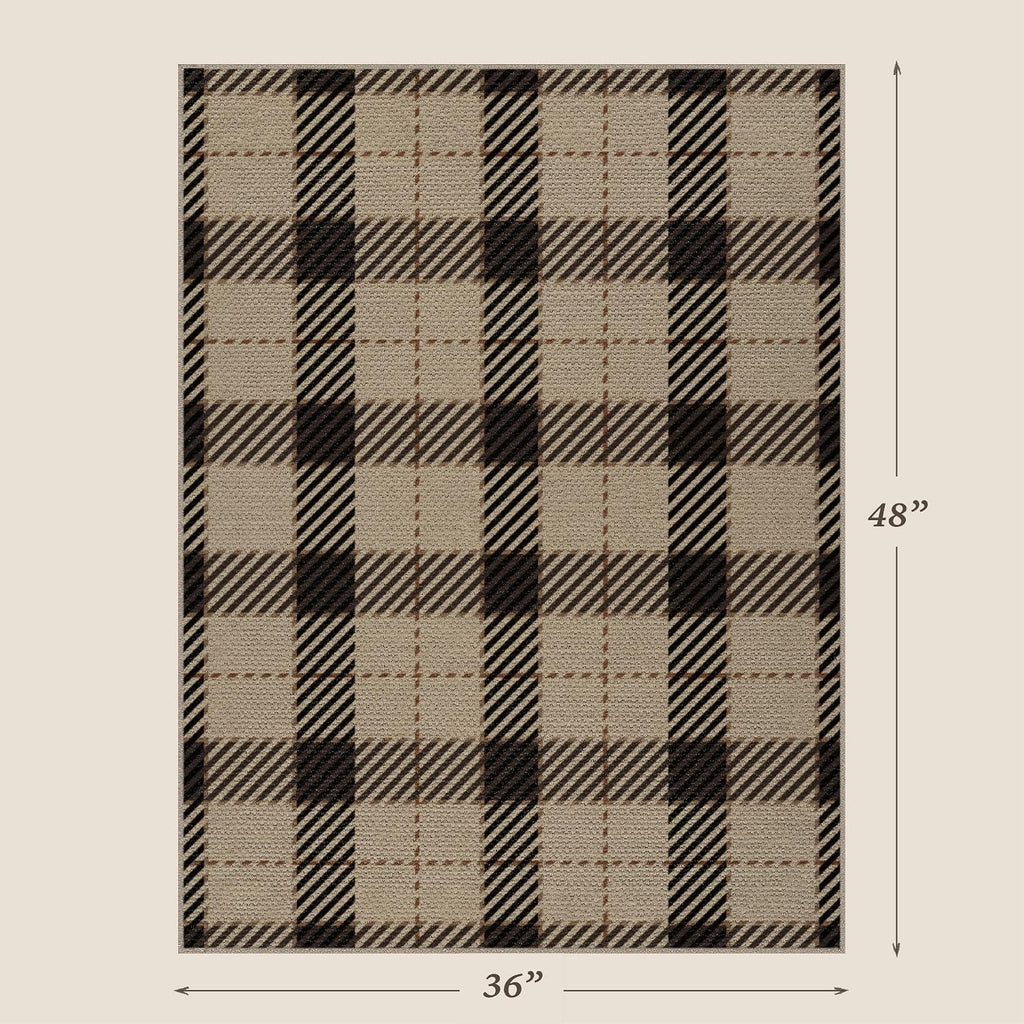 Washable Farmhouse Plaid Entryway Rug