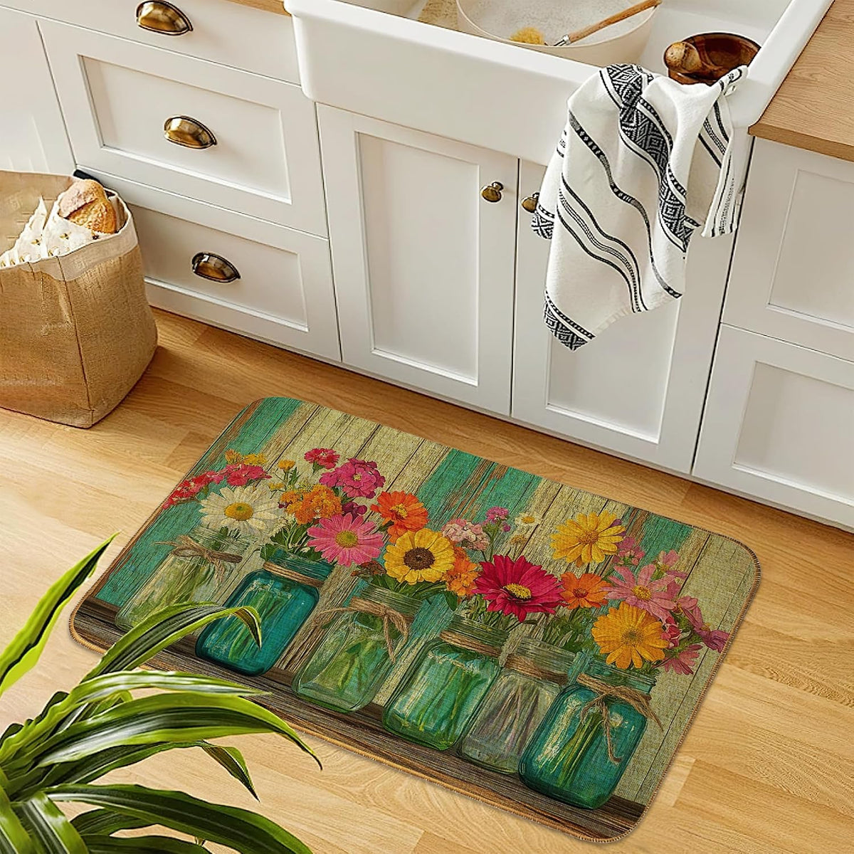 Colorful Wildflowers Non‑Slip Door Mat
