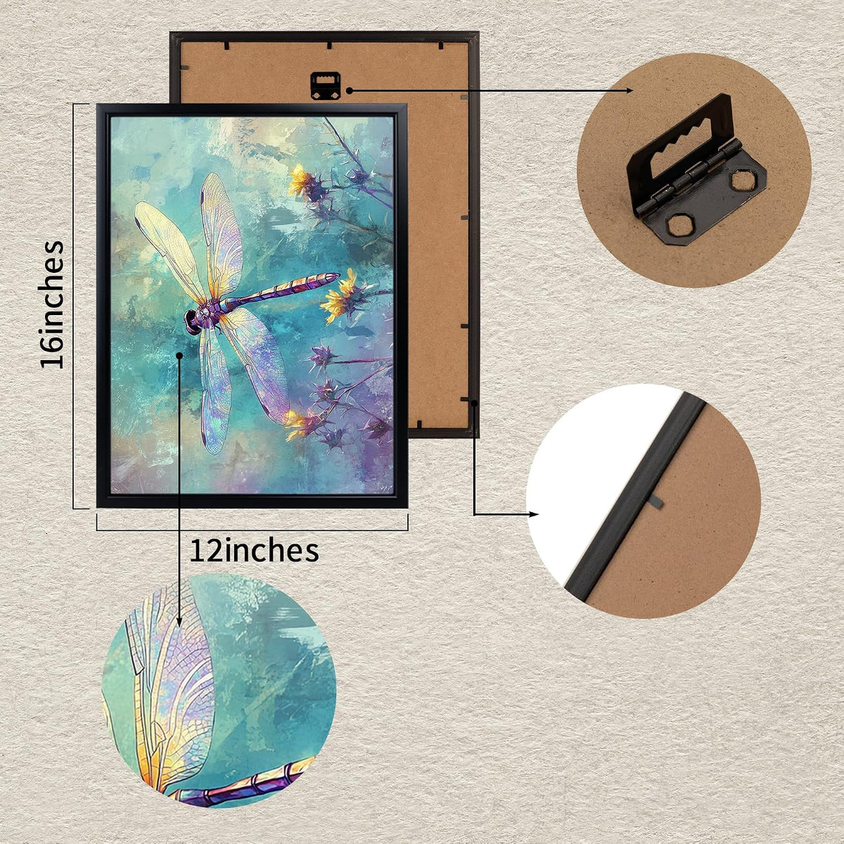 Blue‑Purple Dragonfly Flower Wall Art Set
