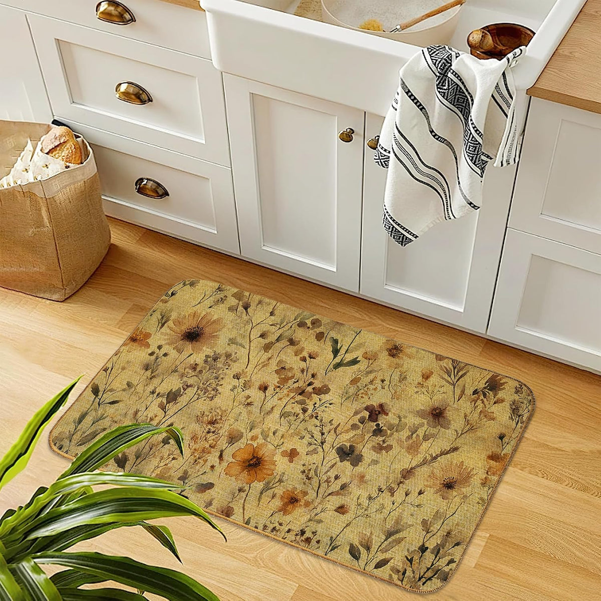 Vintage Wildflower Welcome Door Mat Rug