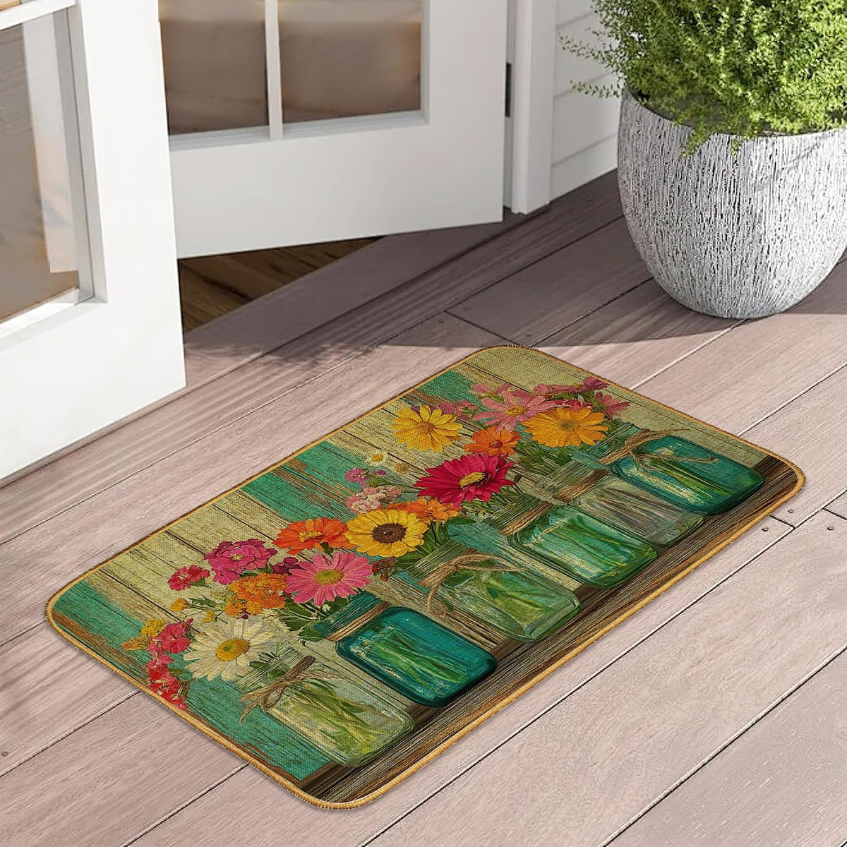 Colorful Wildflowers Non‑Slip Door Mat