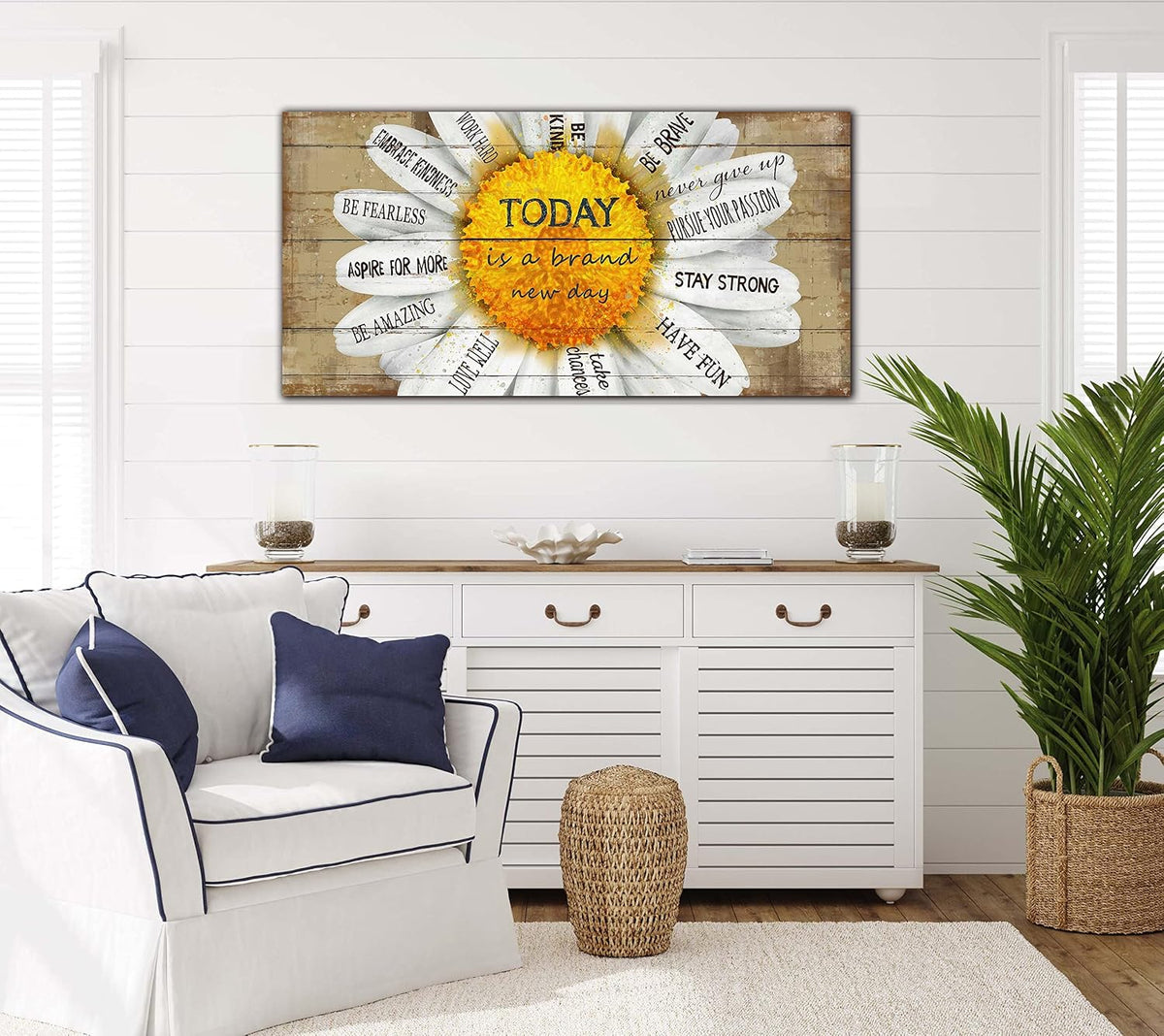 Daisy Inspirational Yellow Canvas Wall‑Art
