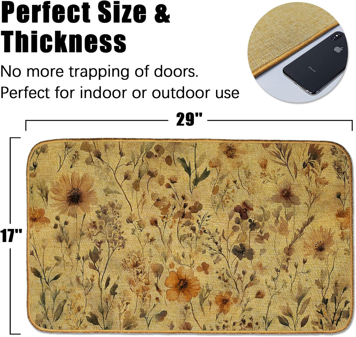 Vintage Wildflower Welcome Door Mat Rug