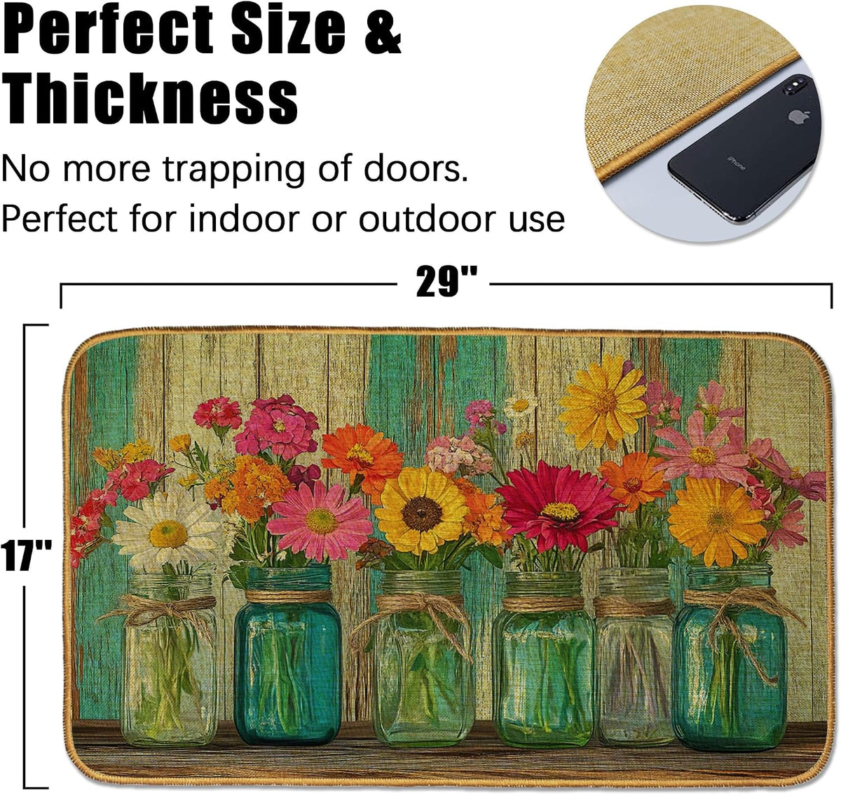 Colorful Wildflowers Non‑Slip Door Mat